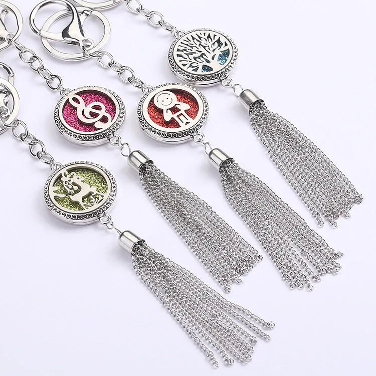 Alloy tassel aromatherapy car pendant with chain for rear-view mirror fragrance diffusion