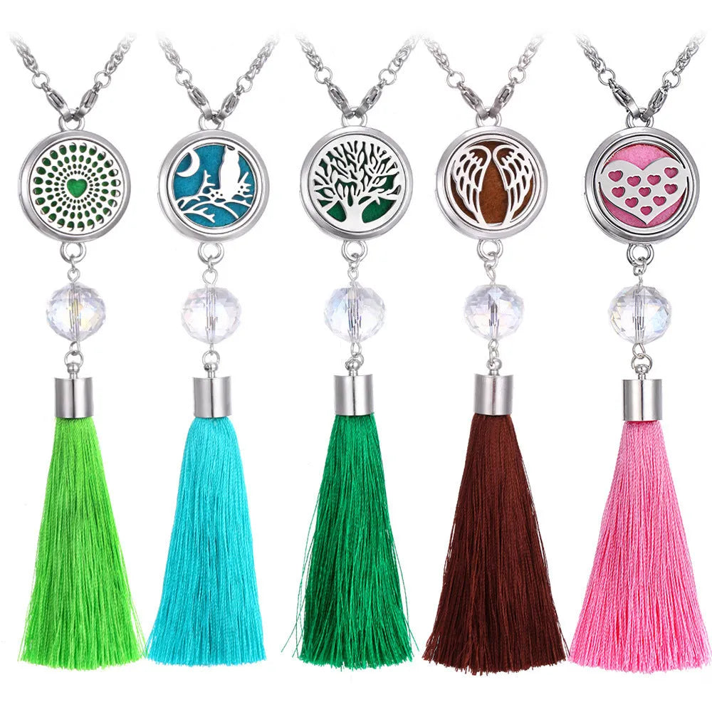 Alloy tassel aromatherapy car pendant with chain for rear-view mirror fragrance diffusion
