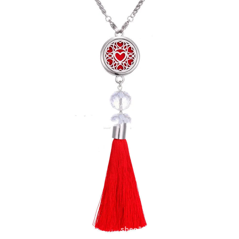 Alloy tassel aromatherapy car pendant with chain for rear-view mirror fragrance diffusion