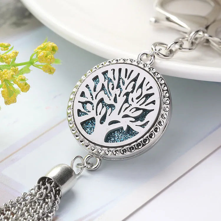 Alloy tassel aromatherapy car pendant with chain for rear-view mirror fragrance diffusion