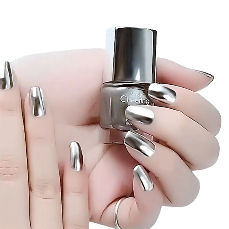 Mirror Nail Polish high-shine chrome finish nail varnish 12ml bottle metallic mirror effect