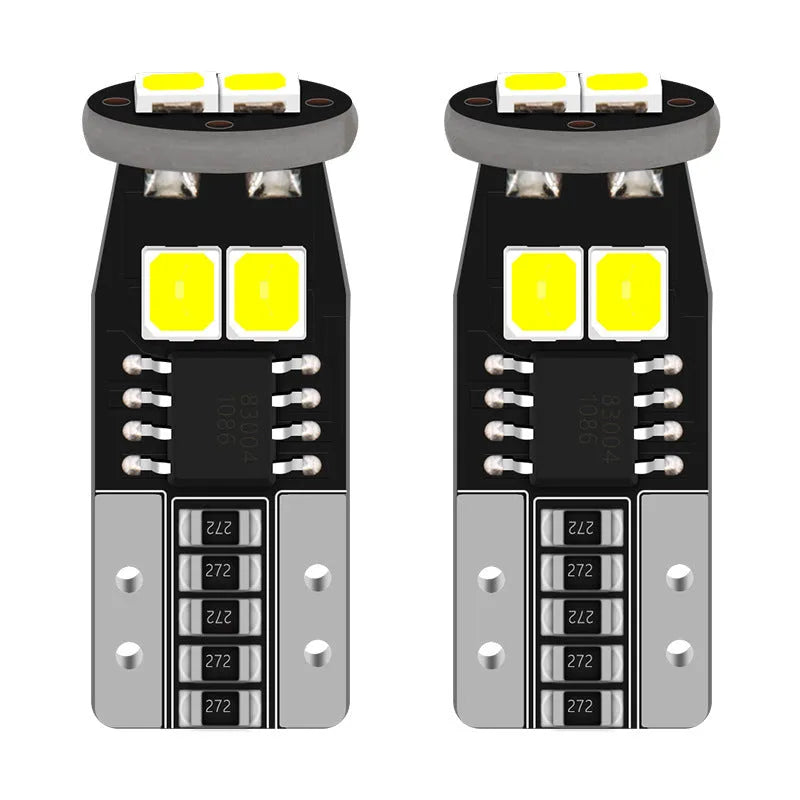 Small rectangular 12V LED car light for white licence plate illumination mounted on a fibre-glass board