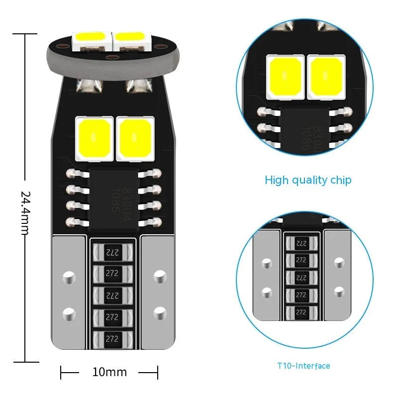 Small rectangular 12V LED car light for white licence plate illumination mounted on a fibre-glass board