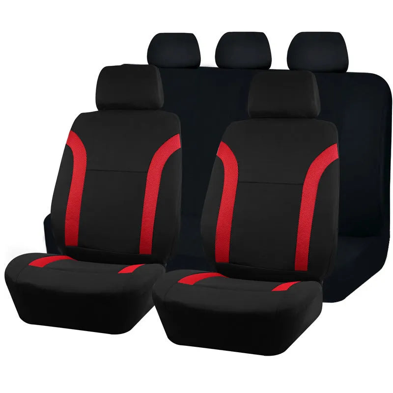 Polyester car seat covers with eyelet stitching and anti-slip sponge backing in multiple colour options