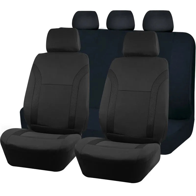 Polyester car seat covers with eyelet stitching and anti-slip sponge backing in multiple colour options