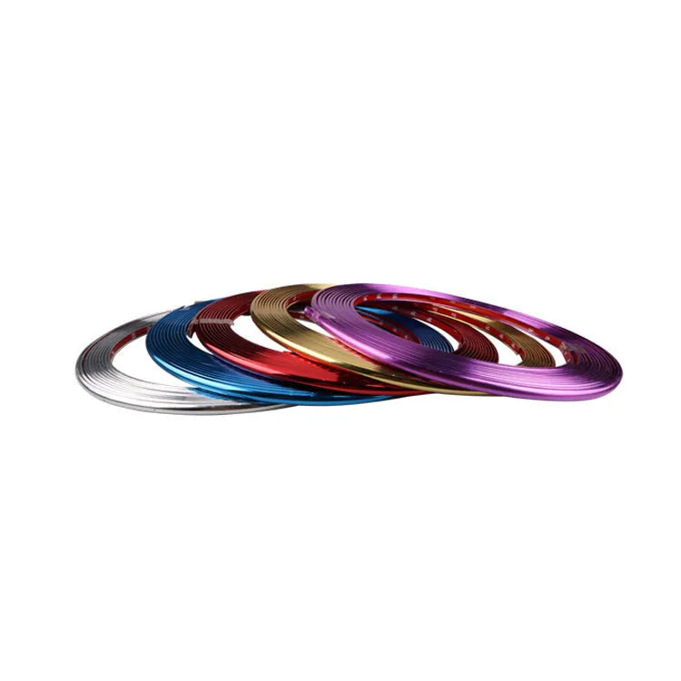 8 metre roll of electroplated purple PVC wheel hub trim sticker with alignment strip