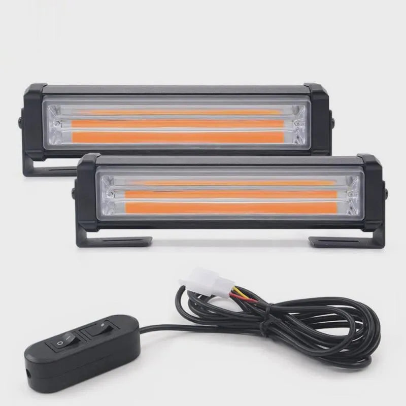 Yellow emergency vehicle strobe light with aluminium housing and COB LED illumination