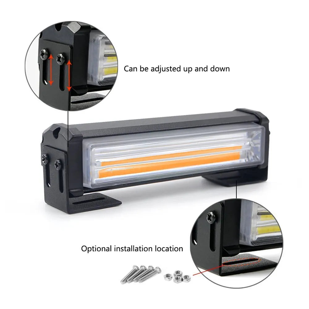 Yellow emergency vehicle strobe light with aluminium housing and COB LED illumination