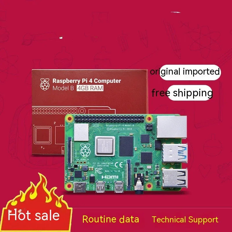 Raspberry Pi 4 Model B mainboard power basic kit with optional 4GB or 8GB motherboard in packaging