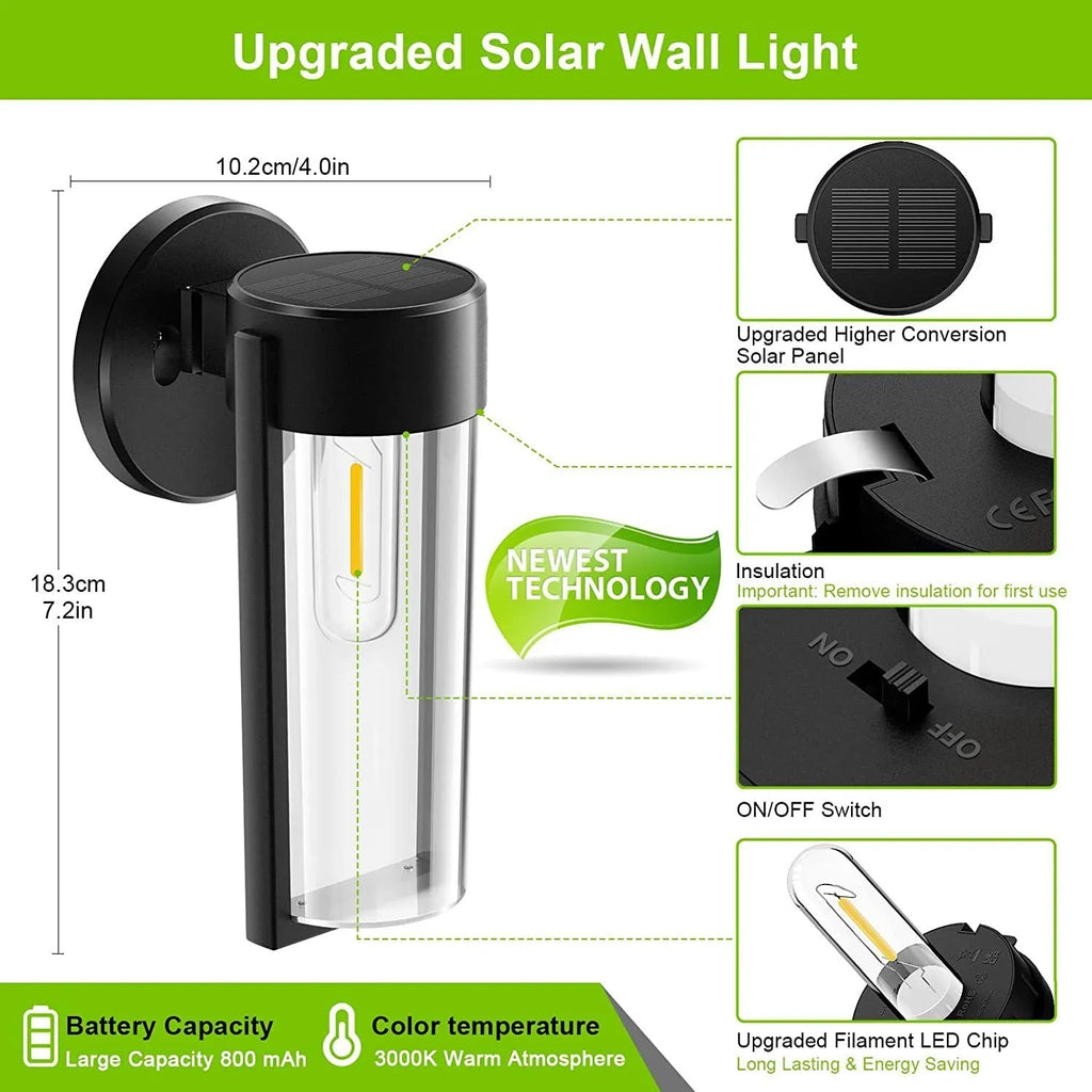 IP65 waterproof solar lawn lamp with tungsten wire filament and geometric ABS housing, 3000K warm light for garden decoration