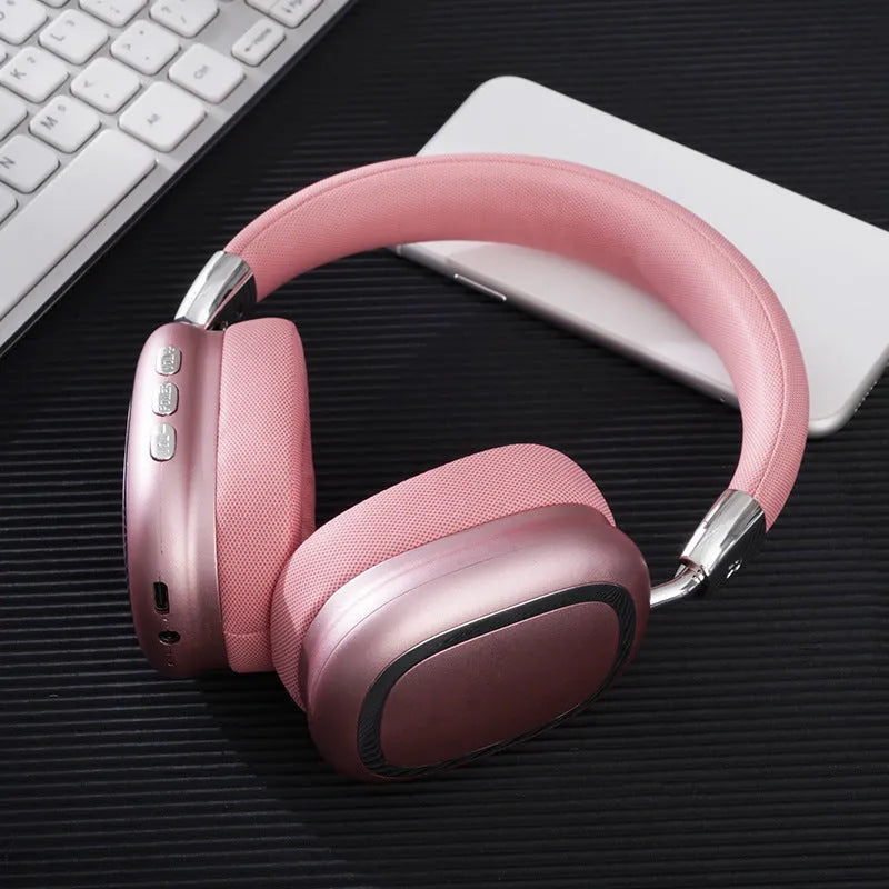 Bluetooth over-ear headset with 40mm subwoofer speaker, 200mAh battery, Type-C charging, available in four colours
