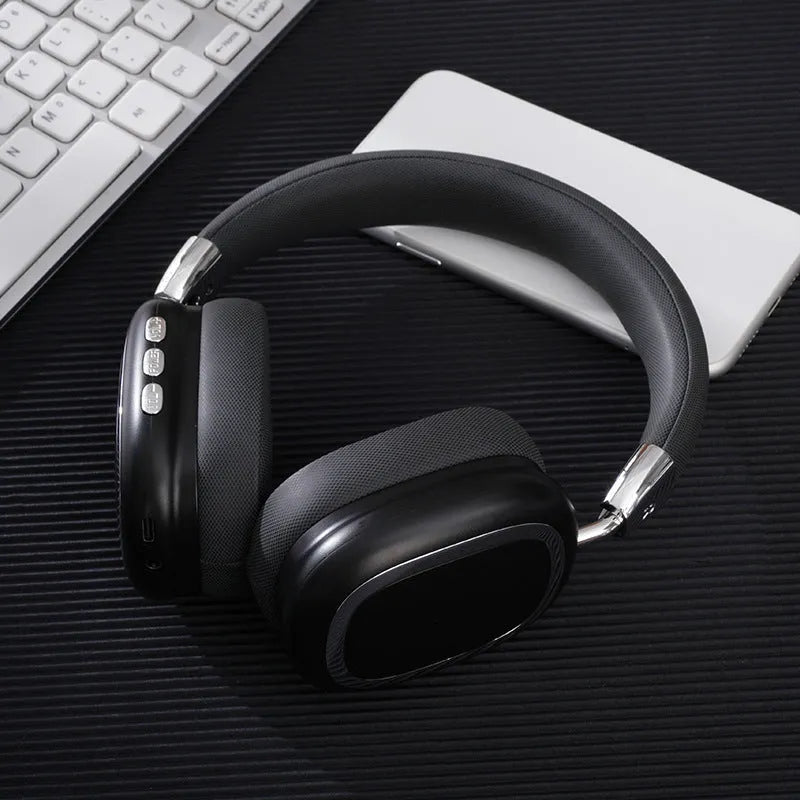 Bluetooth over-ear headset with 40mm subwoofer speaker, 200mAh battery, Type-C charging, available in four colours