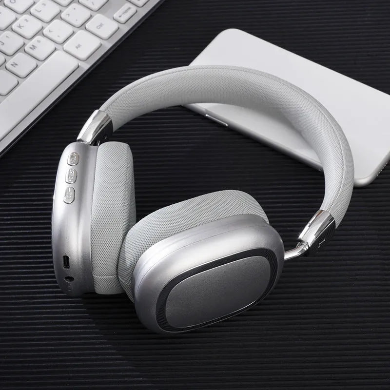 Bluetooth over-ear headset with 40mm subwoofer speaker, 200mAh battery, Type-C charging, available in four colours