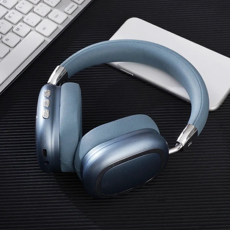 Bluetooth over-ear headset with 40mm subwoofer speaker, 200mAh battery, Type-C charging, available in four colours