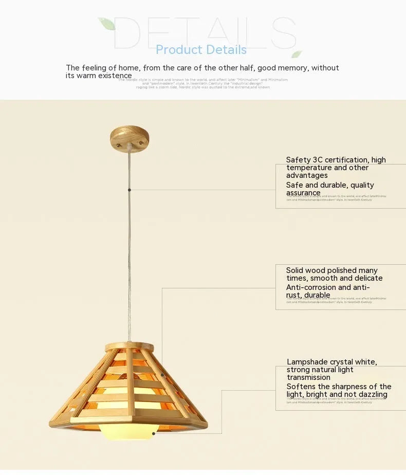 Modern minimalist bamboo woven woodcraft ceiling pendant lamp with LED light, 35cm wood colour