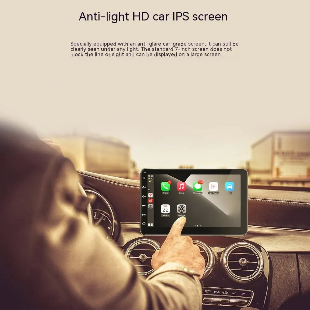 7-inch car GPS navigation system with wireless CarPlay and reversing camera on universal mount