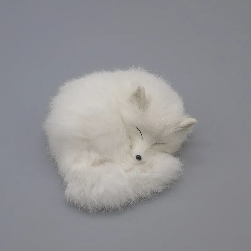 Artificial white fox fur car decoration ornament measuring 15cm for dashboard display