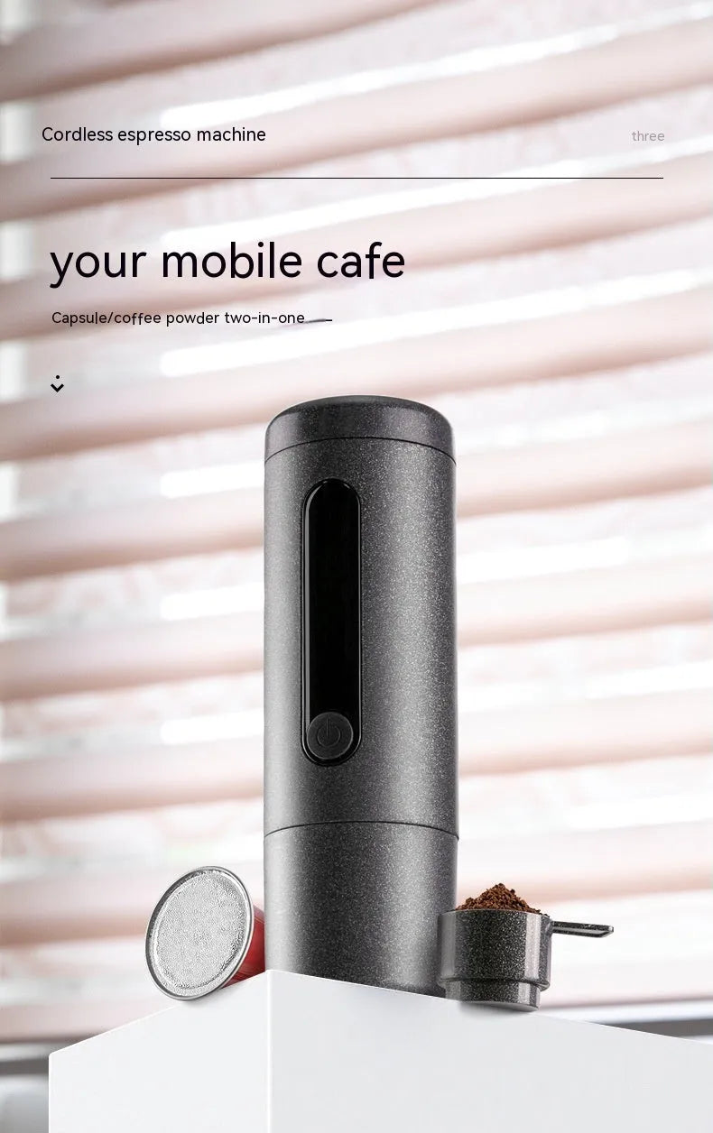 Portable coffee machine in Camping Jungle colour with compact design for travel and outdoor use