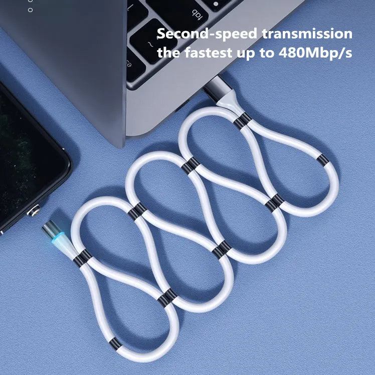 Black compatible 3A fast charging magnetic data cable for iPhone and Android phones