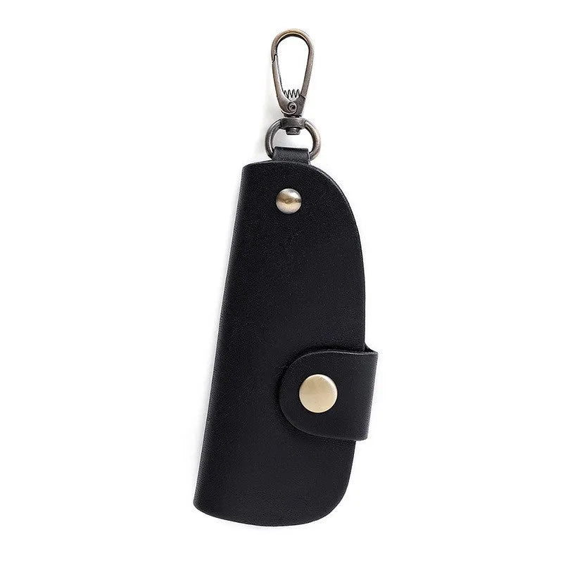 Genuine leather car key case in four colour options showing multifunctional storage design