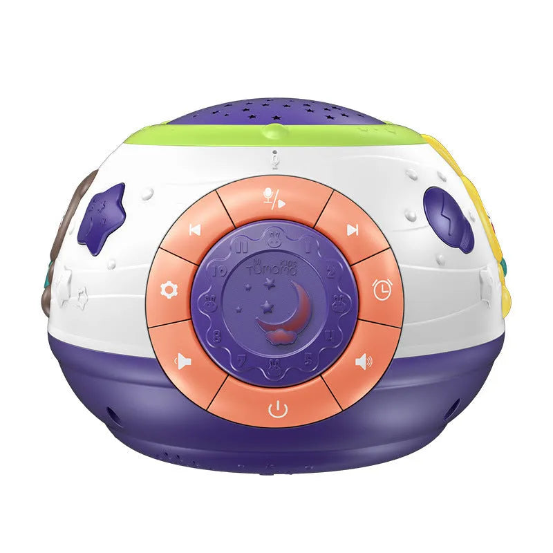 White starry sky night light projector for children with control buttons on top