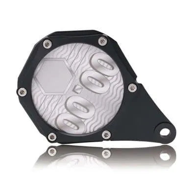 Black carbon fibre pattern motorcycle tax disc holder with metal aluminium alloy construction