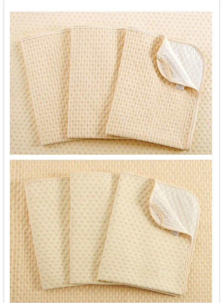 Brown stripe baby changing mat with washable cotton surface and TPU waterproof layer