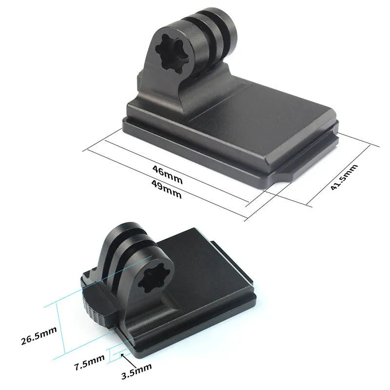 Black aluminium alloy and plastic helmet holder with quick-release bracket for GoPro Hero 3 and Hero 4 cameras