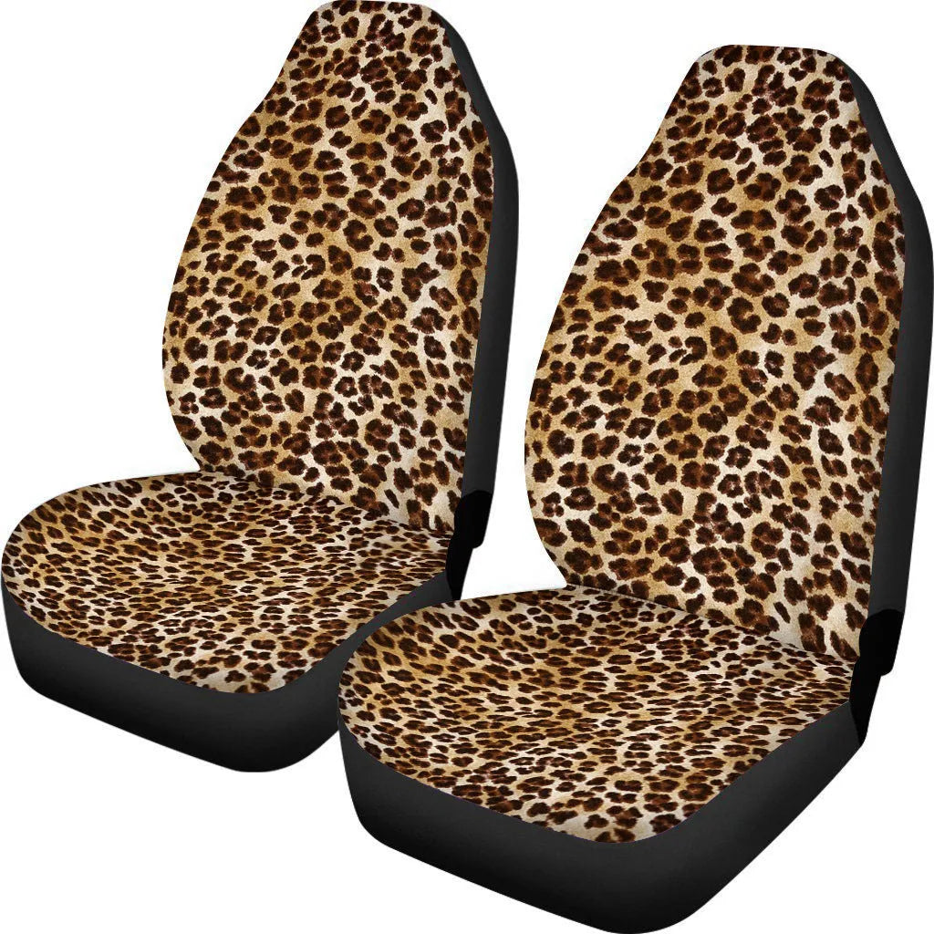 Cow spot leopard print retro car seat covers two-piece set for five-seat vehicles