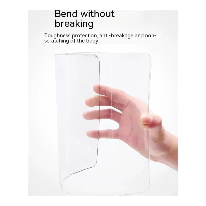 MacBook protective case with drop-resistant design shown on Apple laptop in crystal transparent finish