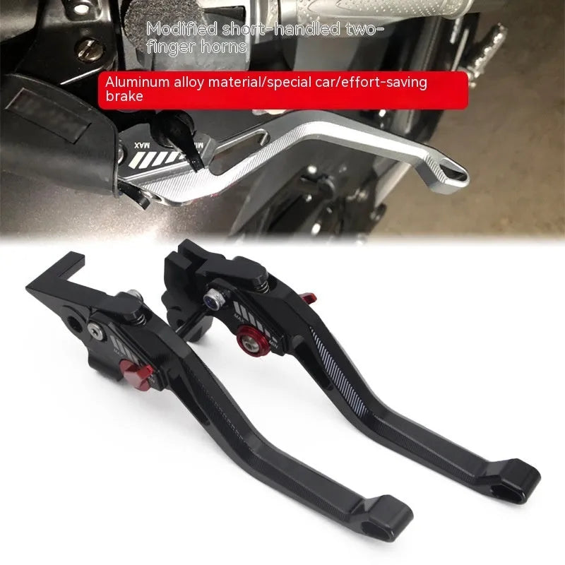 Metal motorcycle clutch brake lever in black, blue, gold, red, titanium, and orange colour options