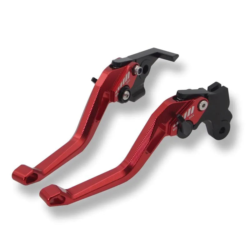 Metal motorcycle clutch brake lever in black, blue, gold, red, titanium, and orange colour options