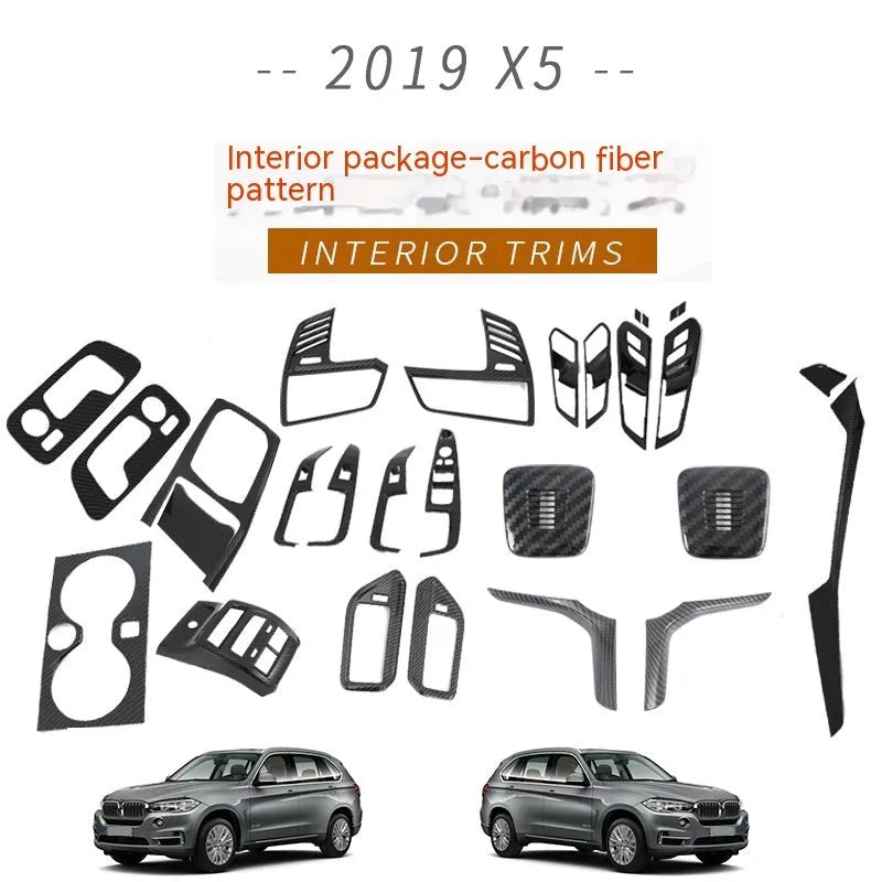 Black ABS plastic centre console trim panel for a 2019 BMW X5 interior.