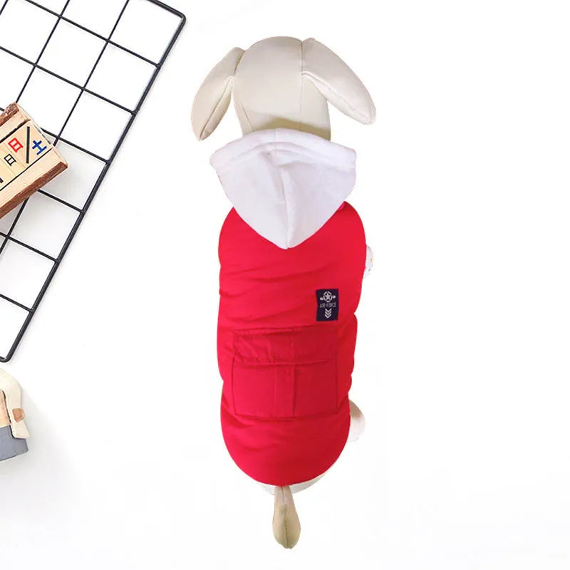 Dog pet cotton vest two feet apparel in black red or pink, sizes S to XXL