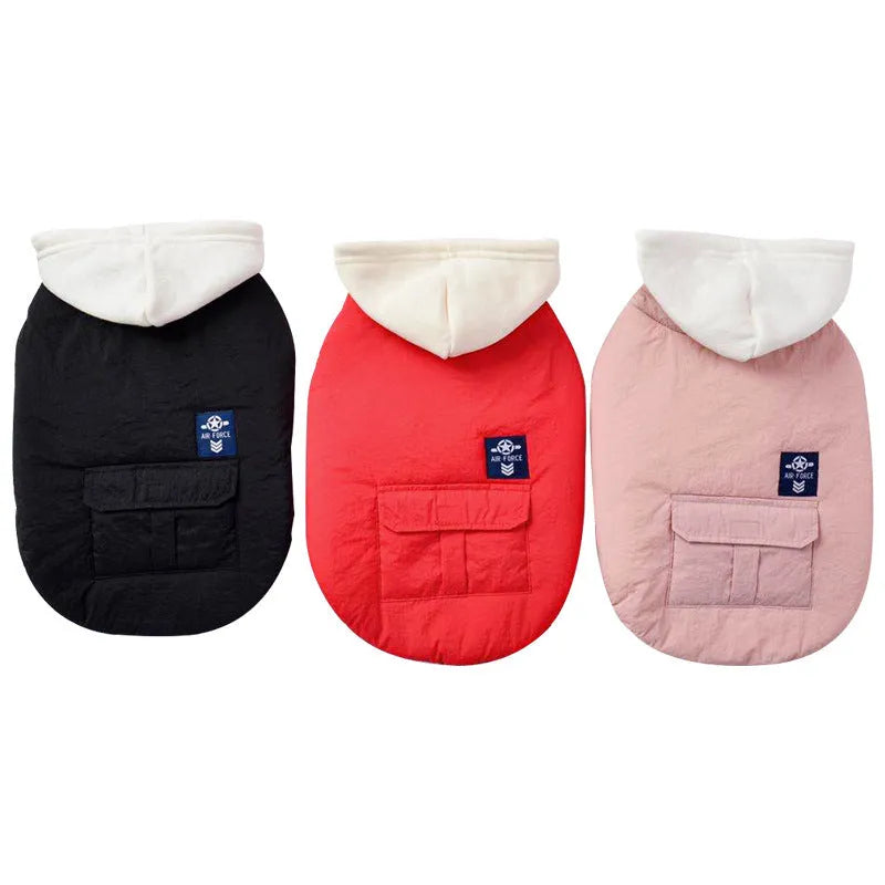 Dog pet cotton vest two feet apparel in black red or pink, sizes S to XXL