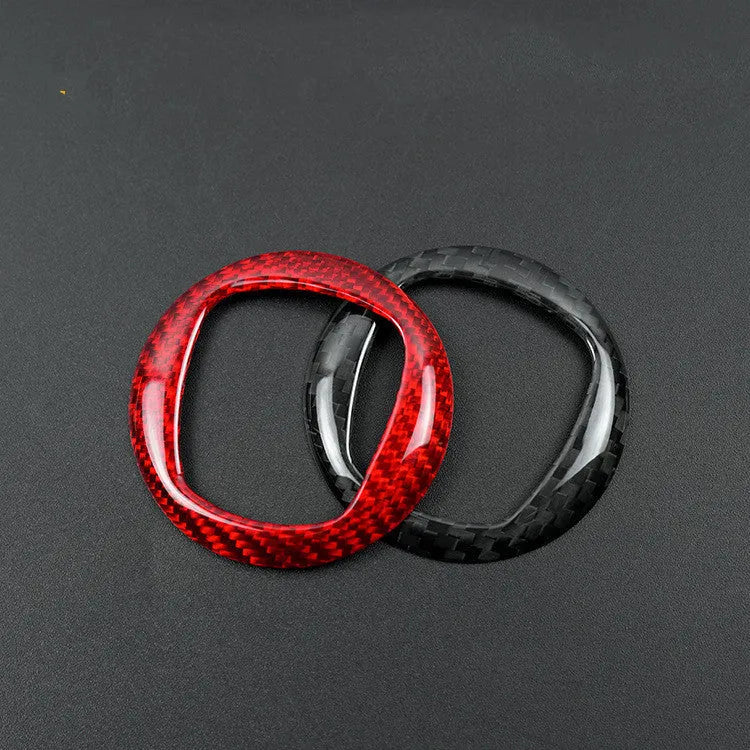 Real dry carbon fibre car steering wheel cover in black and red colour options.