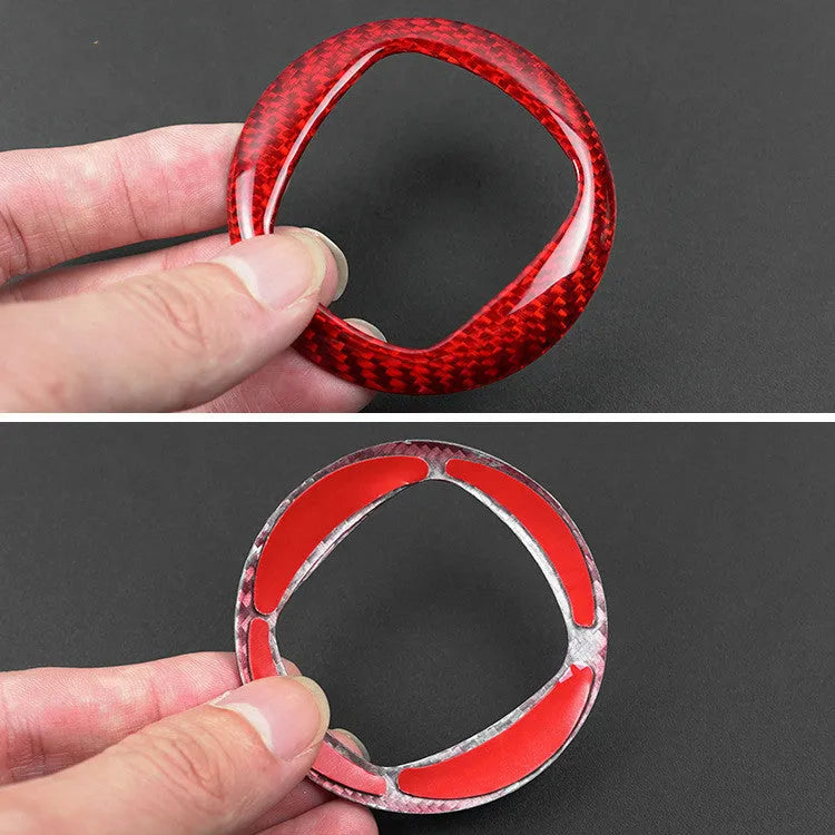 Real dry carbon fibre car steering wheel cover in black and red colour options.