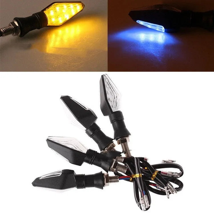 Motorcycle modified turn signal light with double-sided luminous function and yellow/blue light options