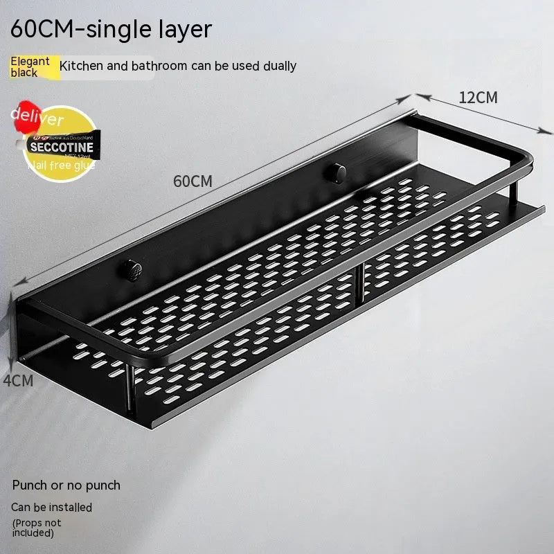Aluminium two-tier bathroom storage rack with 30cm to 60cm width options and 50KG load