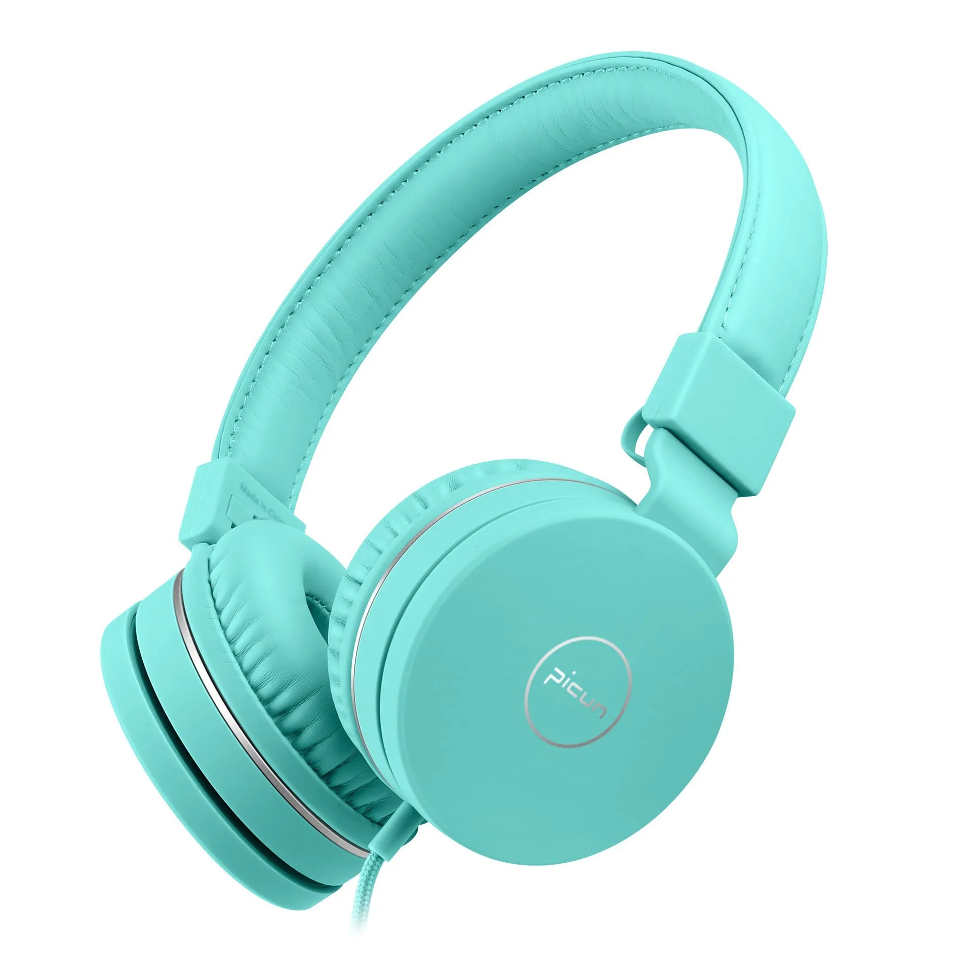 Bengoo C30 wired on-ear headphones in mint green with a braided cable and 3.5mm plug