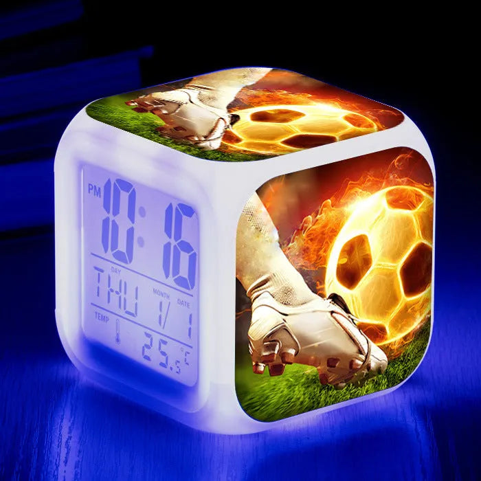 Cartoon football alarm clock with mute function for children in multiple colour options