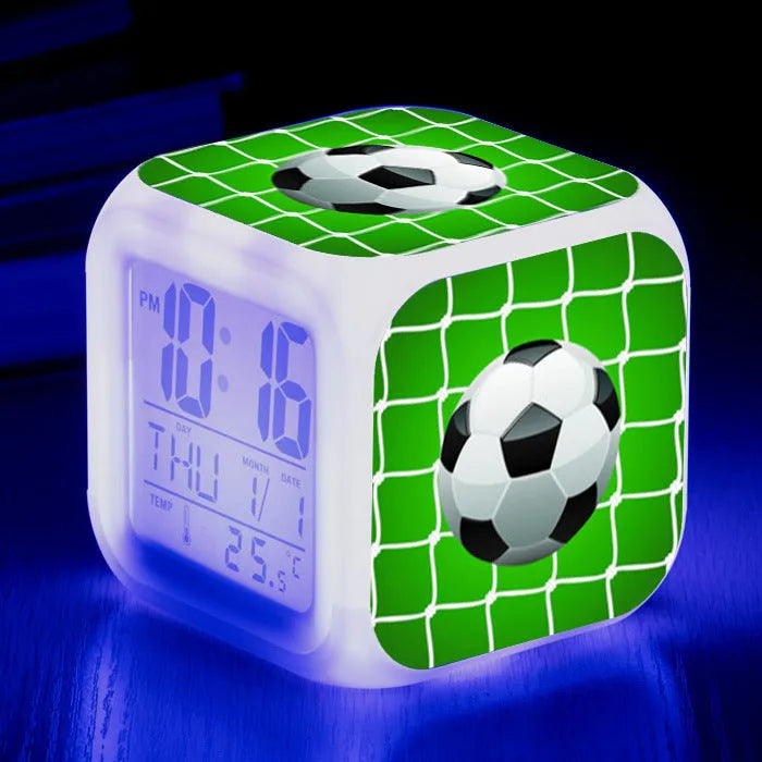 Cartoon football alarm clock with mute function for children in multiple colour options