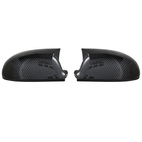 Pair of horn bright black plastic mirror reflector shells for Volkswagen Old Sagitar (2006-2011).