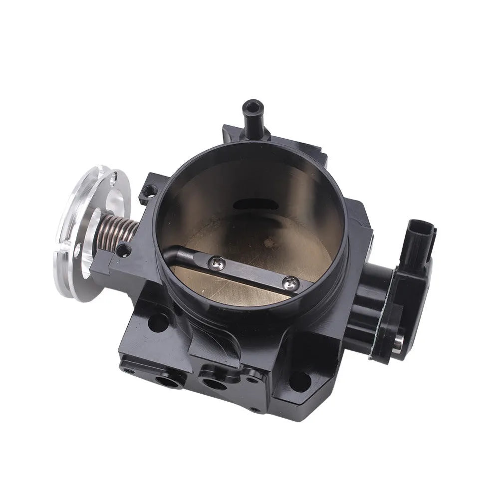Aluminium throttle body for Honda K20A engine, showing 70mm diameter and black/silver finish options.