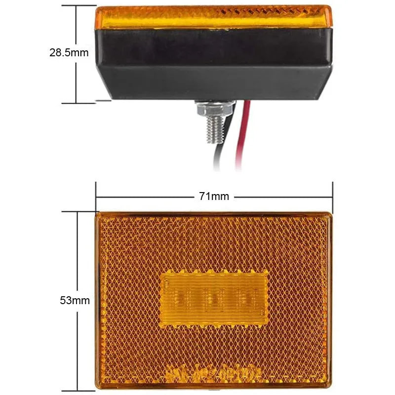 LED trailer side clearance light with red/yellow PC cover and 19cm wiring