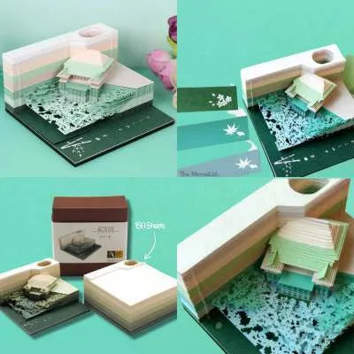 One Piece architectural sticky notes notepad showing 80mm x 45mm craft paper sheets with hand-tear design.