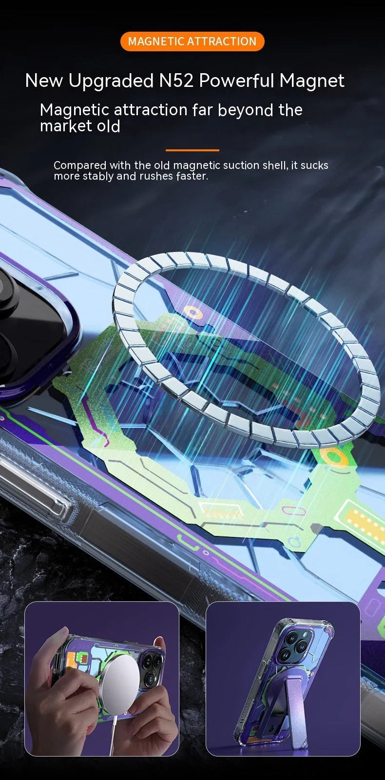 Magnetic Tide transparent all-inclusive phone case for iPhone 15 Pro Max in carbon black colour