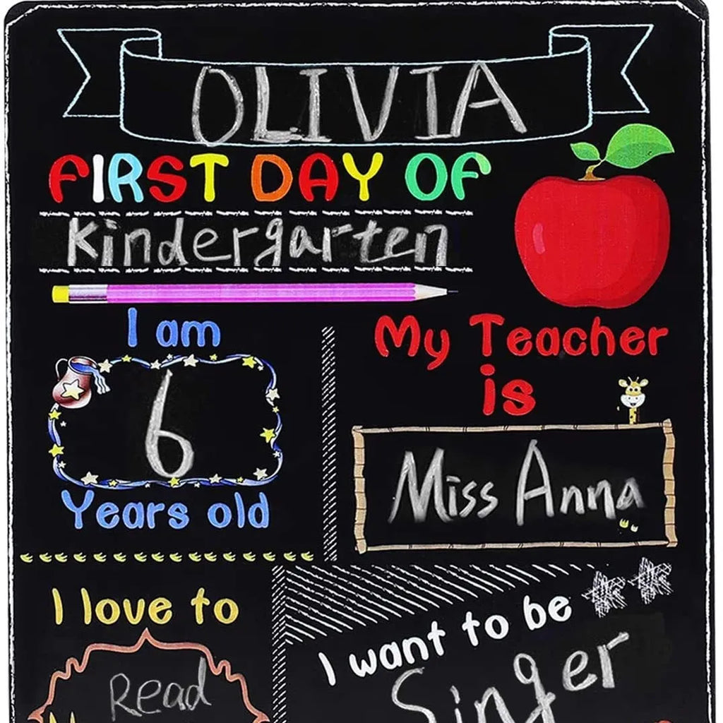 Wooden craftwork blackboard for first day of school with modern simplicity design measuring 25.5x30cm