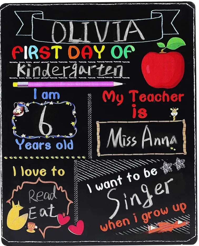 Wooden craftwork blackboard for first day of school with modern simplicity design measuring 25.5x30cm