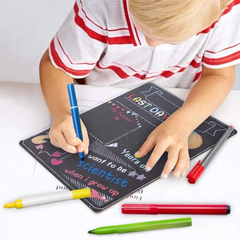 Wooden craftwork blackboard for first day of school with modern simplicity design measuring 25.5x30cm